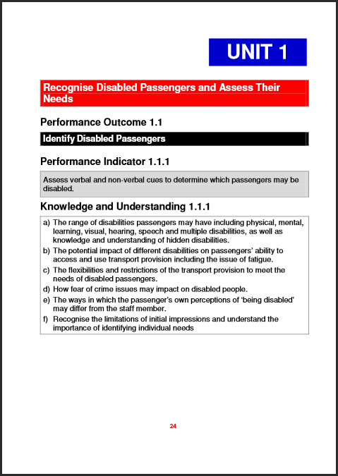 Disability training transport inside